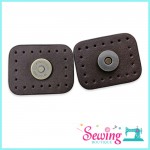SNAP BUTTON - SQUARE-LEATHER-4.5X3.5CM(BROWN)